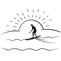 Surfer on Glossy Waves at Sunset concept as A surfer riding glossy waves at sunset with the golden light reflecting on the water The scene captures the thrill and beauty of surfin Cleans Set 2 vector