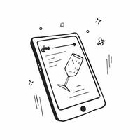 Tablet displaying holographic champagne glass isolated with plenty of copy space concept as A tablet is displayed on a white surface with a glowing holographic champagne glass icon Cleans vector