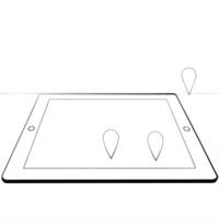 Tablet with holographic heat map and data markers concept as A tablet on a white surface displays a holographic heat map with floating data markers The glossy glowing elements cre Cleans vector