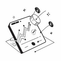 Tablet with holographic charts and copy space concept as A tablet displaying floating holographic charts that glow with a futuristic aura The top half of the image is left as copy Cleans vector