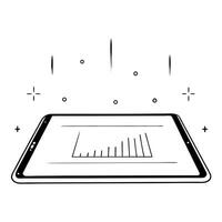 Tablet with holographic dashboard and widgets concept as A tablet on a clean white surface displaying a holographic dashboard with floating widgets The glowing holographic element Cleans vector