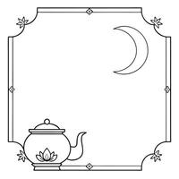 Teapot and Moon Border Frame with Copy Space concept as A border frame featuring a traditional teapot and the moon on either side with copy space in the middle Mid Autumn Wishes i Cleans Set 2 vector