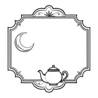 Teapot and Moon Border Frame with Copy Space concept as A border frame featuring a traditional teapot and the moon on either side with copy space in the middle Mid Autumn Wishes i Cleans vector