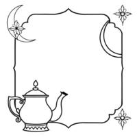 Teapot and Moon Border Frame with Copy Space concept as A border frame featuring a traditional teapot and the moon on either side with copy space in the middle Mid Autumn Wishes i Cleans Set 4 vector