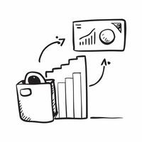 of isolated briefcase and bar chart with the word Profit concept as A design featuring a briefcase next to a rising bar chart with the word Profit prominently display Cleans vector