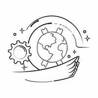 of isolated globe and gears with the word Globalization concept as A design showing a globe surrounded by gears with the word Globalization prominently displayed The Cleans vector
