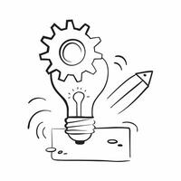 of isolated light bulb and cogwheel with the word Creativity concept as A design featuring a light bulb and a cogwheel with the word Creativity displayed above The e Cleans vector
