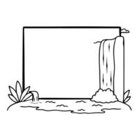 Waterfall and Rocks Border Frame with Copy Space concept as A border frame featuring a waterfall and rocks at opposite corners with generous copy space in the middle Natures Flow Cleans Set 2 vector