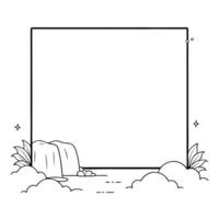 Waterfall and Rocks Border Frame with Copy Space concept as A border frame featuring a waterfall and rocks at opposite corners with generous copy space in the middle Natures Flow Cleans vector