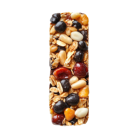 Healthy snack energy protein bar made of mixed nuts, seeds, and dried fruits isolated on transparent background png