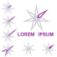 A set of seven star shapes with arrows vector