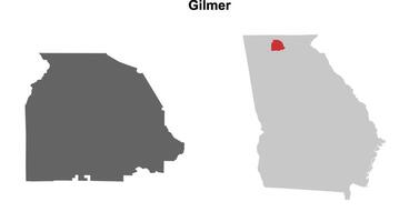 Gilmer County, Georgia blank outline map set vector