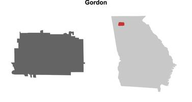 Gordon County, Georgia blank outline map set vector