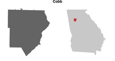 Cobb County, Georgia blank outline map set vector