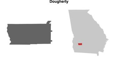 Dougherty County, Georgia blank outline map set vector