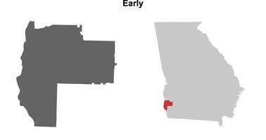 Early County, Georgia blank outline map set vector