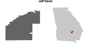 Jeff Davis County, Georgia blank outline map set vector