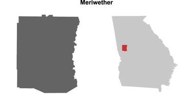 Meriwether County, Georgia blank outline map set vector