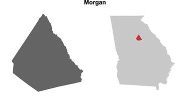 Morgan County, Georgia blank outline map set vector
