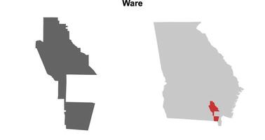 Ware County, Georgia blank outline map set vector