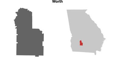 Worth County, Georgia blank outline map set vector