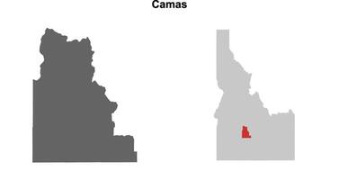 Camas County, Idaho blank outline map set vector