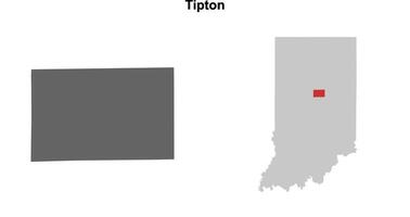 Tipton County, Indiana blank outline map set vector