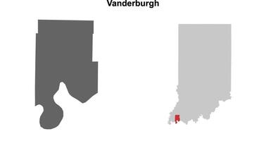 Vanderburgh County, Indiana blank outline map set vector