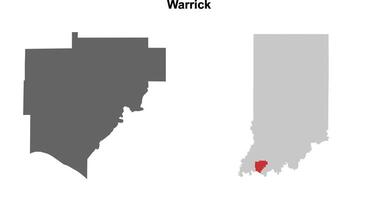 Warrick County, Indiana blank outline map set vector
