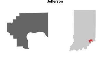 Jefferson County, Indiana blank outline map set vector