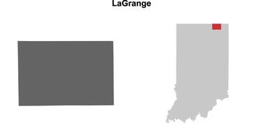 LaGrange County, Indiana blank outline map set vector