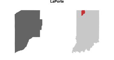 LaPorte County, Indiana blank outline map set vector