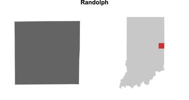 Randolph County, Indiana blank outline map set vector