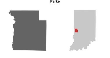Parke County, Indiana blank outline map set vector