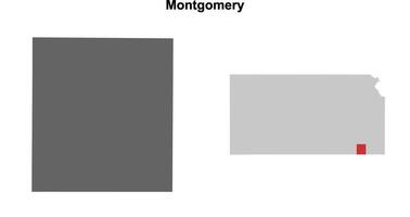 Montgomery County, Kansas blank outline map set vector