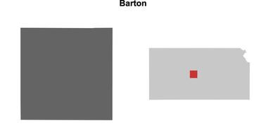 Barton County, Kansas blank outline map set vector
