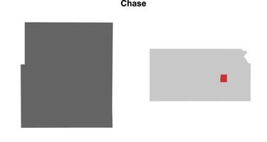 Chase County, Kansas blank outline map set vector