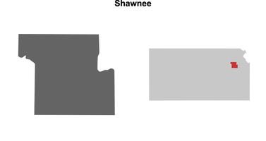Shawnee County, Kansas blank outline map set vector