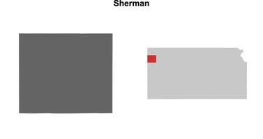 Sherman County, Kansas blank outline map set vector