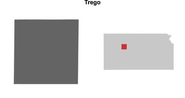 Trego County, Kansas blank outline map set vector