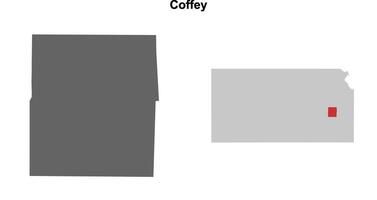 Coffey County, Kansas blank outline map set vector