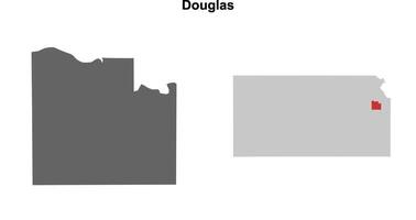 Douglas County, Kansas blank outline map set vector