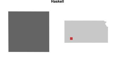 Haskell County, Kansas blank outline map set vector