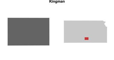Kingman County, Kansas blank outline map set vector