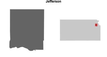 Jefferson County, Kansas blank outline map set vector