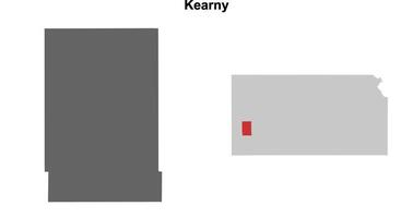 Kearny County, Kansas blank outline map set vector