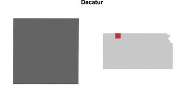 Decatur County, Kansas blank outline map set vector
