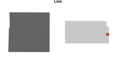 Linn County, Kansas blank outline map set vector