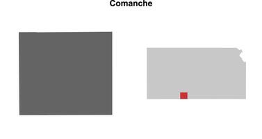 Comanche County, Kansas blank outline map set vector