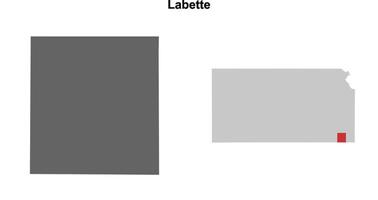 Labette County, Kansas blank outline map set vector